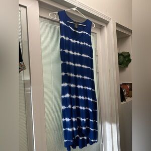 Design History Blue and White Brush Stroke Maxi Dress